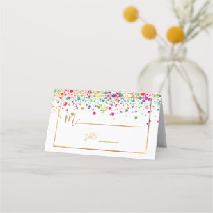Tarjeta De Asiento PixDezines deslumbrados/Confeti de arcoíris/Estrel