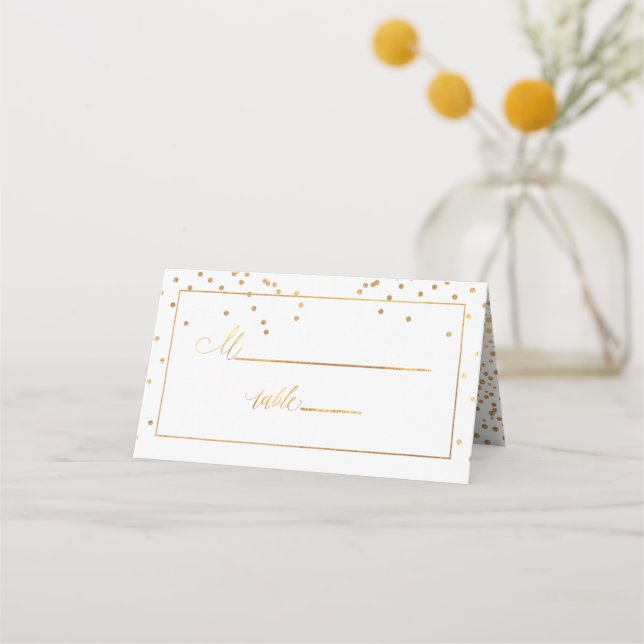 Tarjeta De Asiento PixDezines Deslumbrante Faux Gold Confetti Placeca (Anverso)