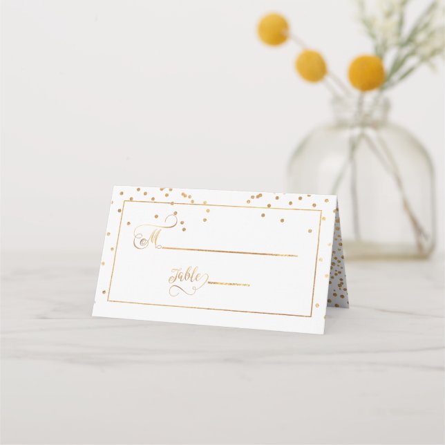 Tarjeta De Asiento PixDezines Deslumbrante Faux Gold Confetti Placeca (Anverso)