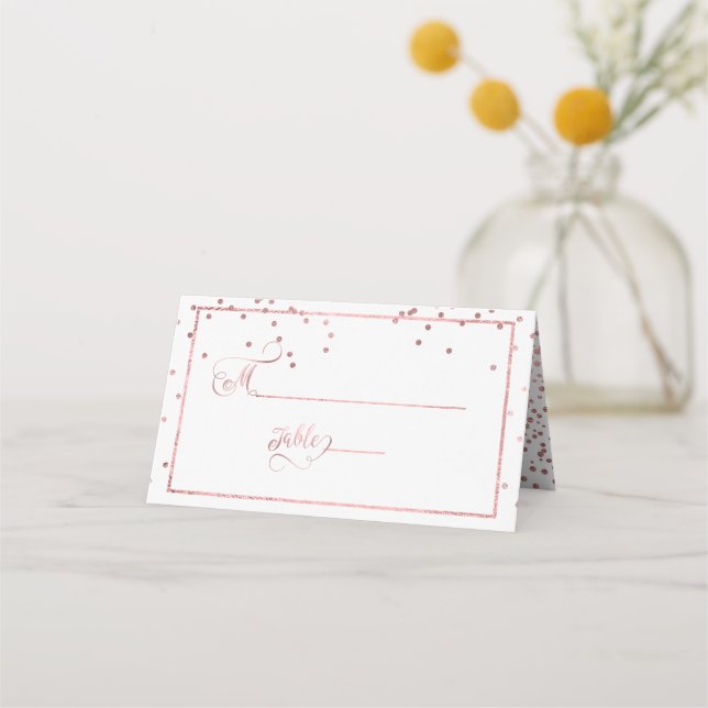 Tarjeta De Asiento PixDezines Deslumbró Faux Rosa Gold Confetti (Anverso)
