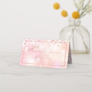 Tarjeta De Asiento PixDezines Deslumbró Faux Rosa Gold Confetti+Bokeh