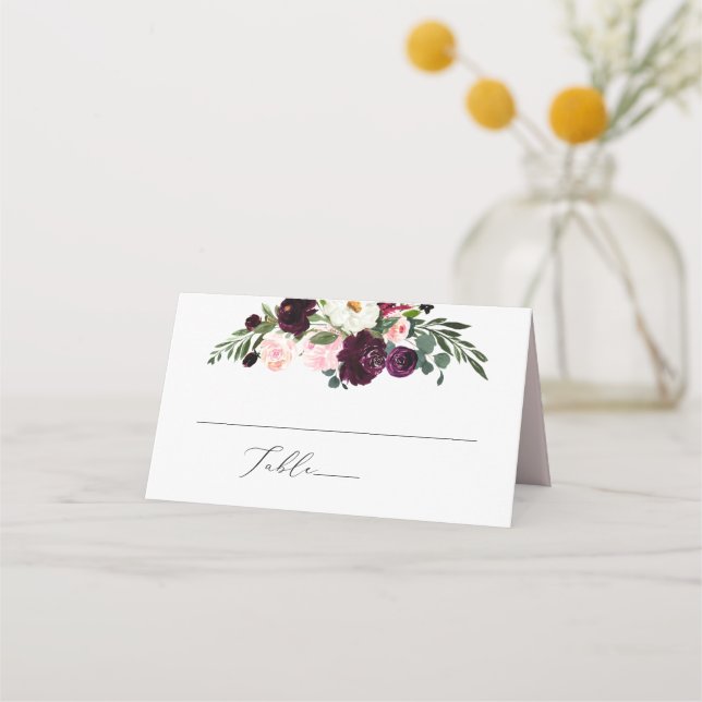 Tarjeta De Asiento PixDezines Flores Acuarela Flor de Bloom Rústico (Anverso)