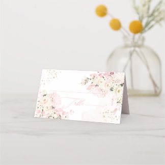 Tarjeta De Asiento PixDezines H2 Hortensias Rosas Crema Blush 