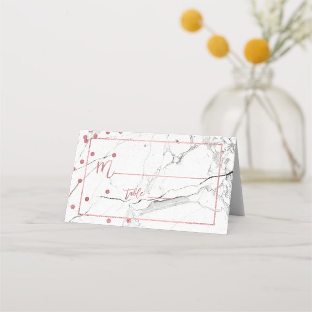 Tarjeta De Asiento PixDezines Mármol + Faux Rosa Confetti de oro (Anverso)