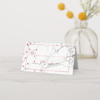 Tarjeta De Asiento PixDezines Mármol + Faux Rosa Confetti de oro
