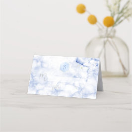 Tarjeta De Asiento PixDezines Monograma Blue Honeycomb+Marble