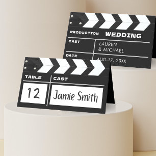 Tarjeta De Asiento Pizarra de aplausos de película de cine Boda Recep