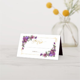 Tarjeta De Asiento Pla Boda Floral Morado Hot Pink Gold