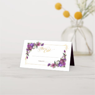 Tarjeta De Asiento Pla Boda Floral Morado Hot Pink Gold