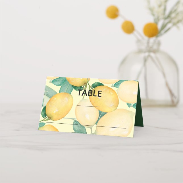 Tarjeta De Asiento Placecards Boho Lemons y Greenery Boda (Anverso)