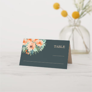 Tarjeta De Asiento Placecards de Boda de acuarela Verde azulada de Pe