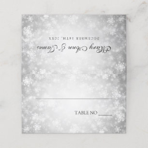 Tarjeta De Asiento Placecards de carpas bodas Silver Winter Wonderlan