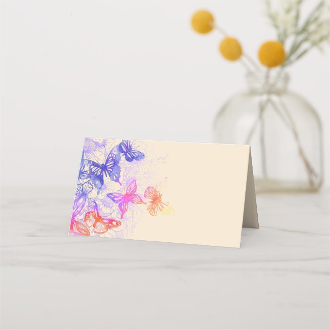 Tarjeta De Asiento Placecas de mariposa arco iris (Anverso)