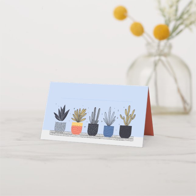 Tarjeta De Asiento Plantas botánicas de las macetas de la casa Nombre (Anverso)
