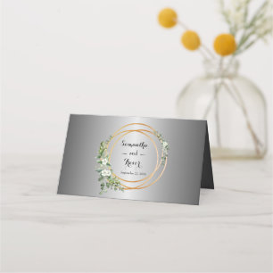 Tarjeta De Asiento Plata & Oro: Una Boda de Ensueño Floral