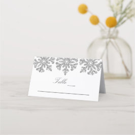 Tarjeta De Asiento Plata Snowflakes Winter Sweet 16