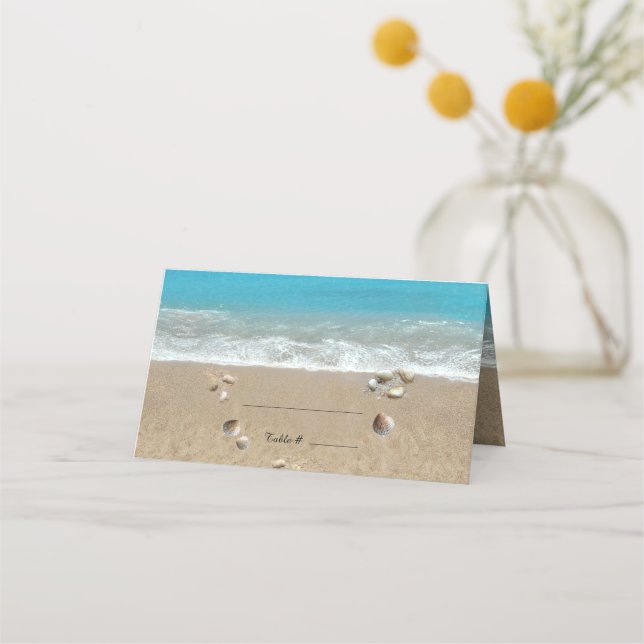 Tarjeta De Asiento Playa con conchas (Anverso)