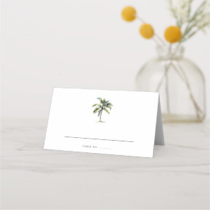 Tarjeta De Asiento Playa Tropical Minimalista con Palma