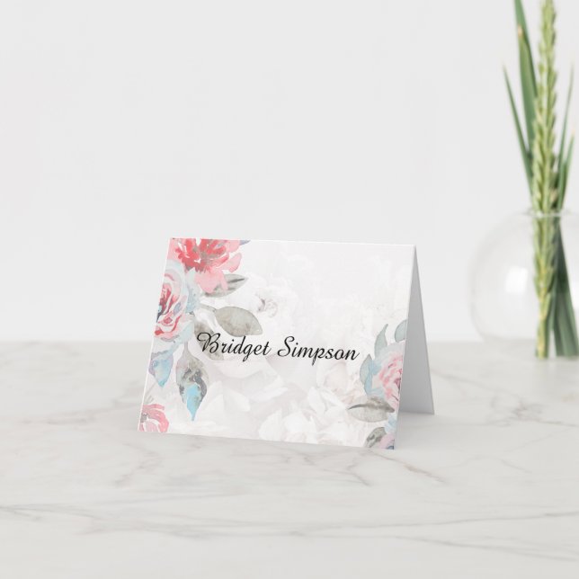 Tarjeta de asiento plegada del rosa de acuarela fl (Anverso)