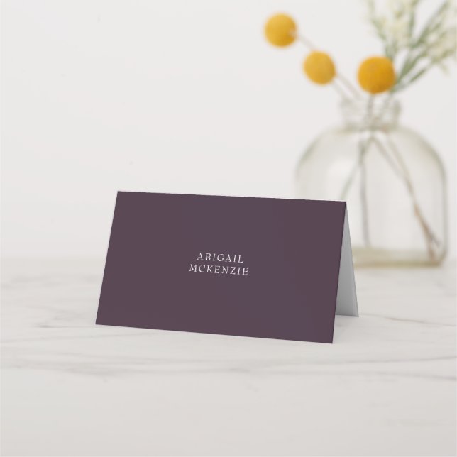 Tarjeta De Asiento Plum Wine Name Follet Place Card (Anverso)