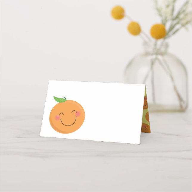 Tarjeta De Asiento Poco Cutie Tangerine Baby Shower Sexo Neutral (Anverso)