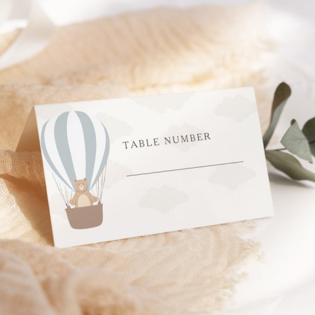 Tarjeta De Asiento Podemos Esperar. | Baby Boy Blue Balloon Shower (Subido por el creador)