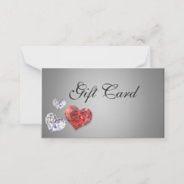 Tarjeta De Asiento Precious Diamond Hearts Elegant Gift Certificate