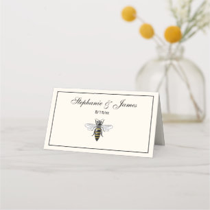 Tarjeta De Asiento Preppy Heraldic Vintage Abeja #2 Escudo de Armas C