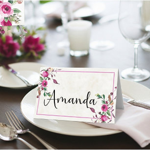 Tarjeta De Asiento Presupuesto en blanco Bodas florales sueltas rosad