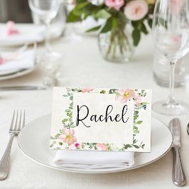 Tarjeta De Asiento Presupuesto en blanco Marco floral rosa bonito bod