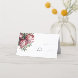 Tarjeta De Asiento Protea nativa acuarela Floral Boho Botánico