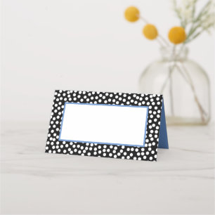 Tarjeta De Asiento Puntiagudos puntos de polka blanco y negro con vio
