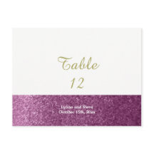 Tarjeta de asiento Purple Faux Purpurina Table
