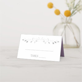 Tarjeta De Asiento Purple & Gray Simple Elegant Wedding Place Cards