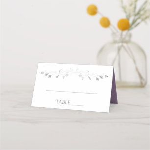 Tarjeta De Asiento Purple & Gray Simple Elegant Wedding Place Cards