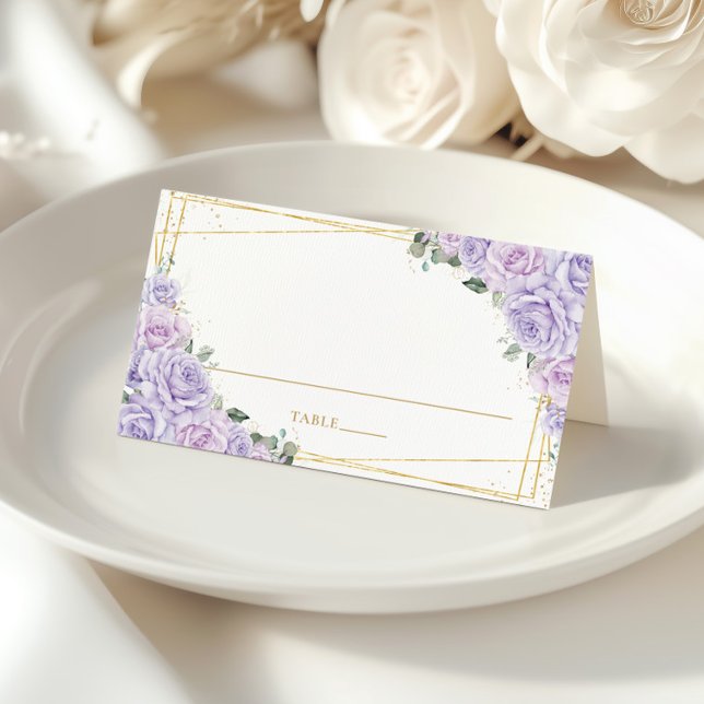 Tarjeta De Asiento Purple Lilac Roses Floral Quinceañera Birthday (Subido por el creador)