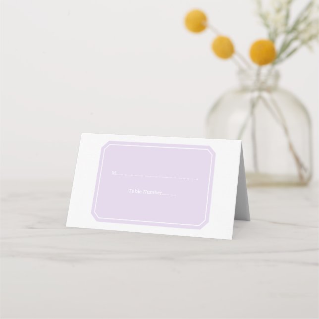 Tarjeta De Asiento Purple Simply Elegant Place Cards (Anverso)