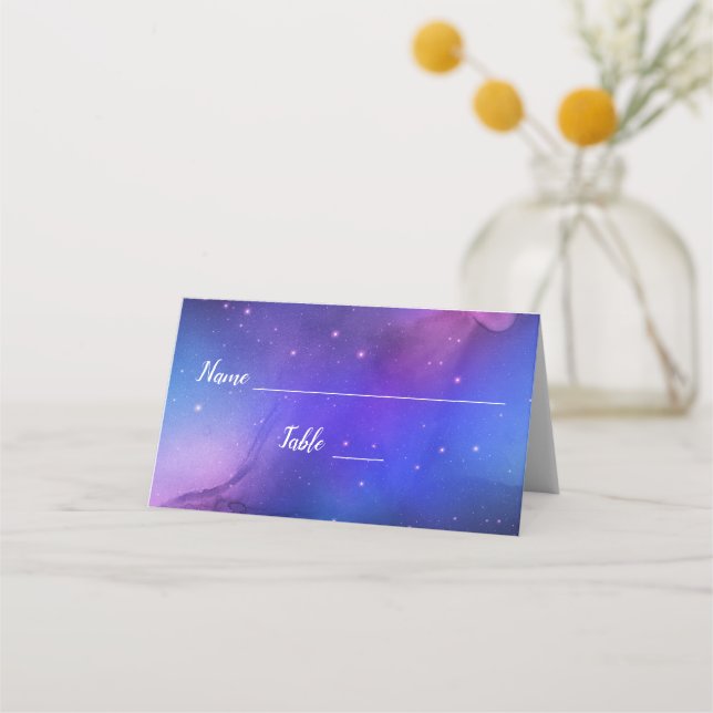 Tarjeta De Asiento Púrpura nebulosa Boda de arte celeste (Anverso)