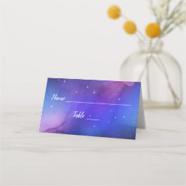 Tarjeta De Asiento Púrpura nebulosa Boda de arte celeste