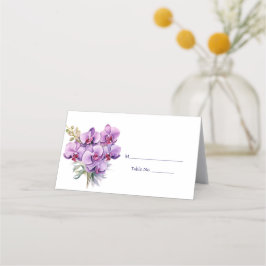 Tarjeta De Asiento Púrpura Orquídea Número de tabla de invitado Tarje