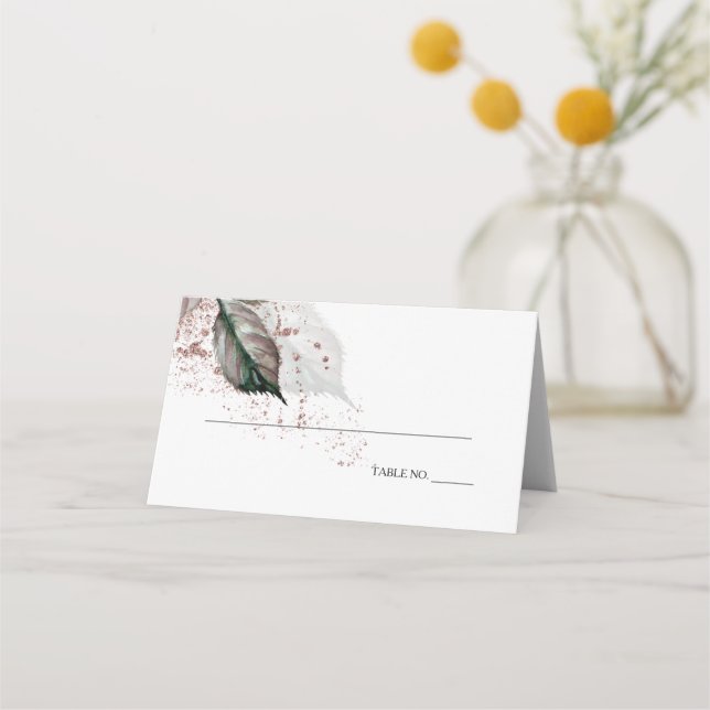 Tarjeta De Asiento Purpurina acuático moderno Foliage BarefootBride™ (Anverso)