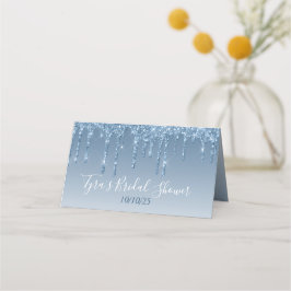Tarjeta De Asiento Purpurina azul Glam Drin elegante personalizado