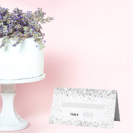 Tarjeta De Asiento Purpurina blanco plateado despierta boda