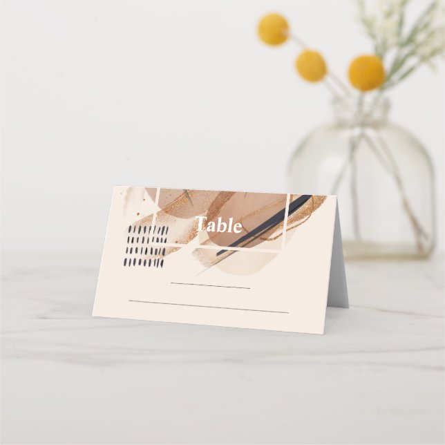 Tarjeta De Asiento Purpurina de cobre de tonos marrones de Terracotta (Anverso)