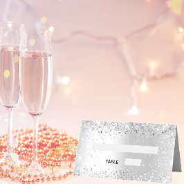 Tarjeta De Asiento Purpurina de plata despierta boda