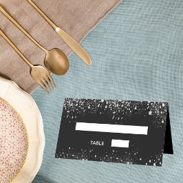 Tarjeta De Asiento Purpurina de plata negra de fiesta de cumpleaños b