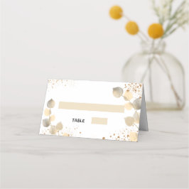 Tarjeta De Asiento Purpurina dorado del bautismo eucalipto chispas