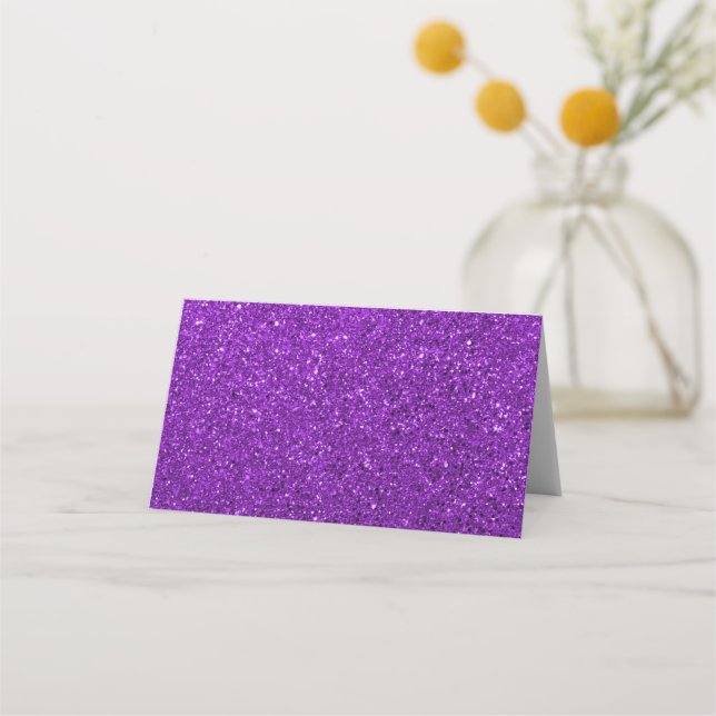 Tarjeta De Asiento Purpurina morado en blanco (Anverso)