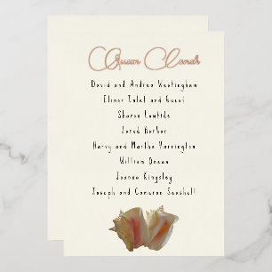 Tarjeta de asiento Queen Conch Seashell Guest List