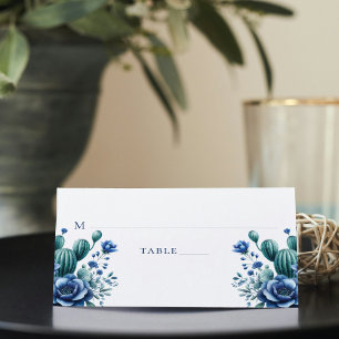 Tarjeta De Asiento Quinceañera de estilo azul mexicano personalizada